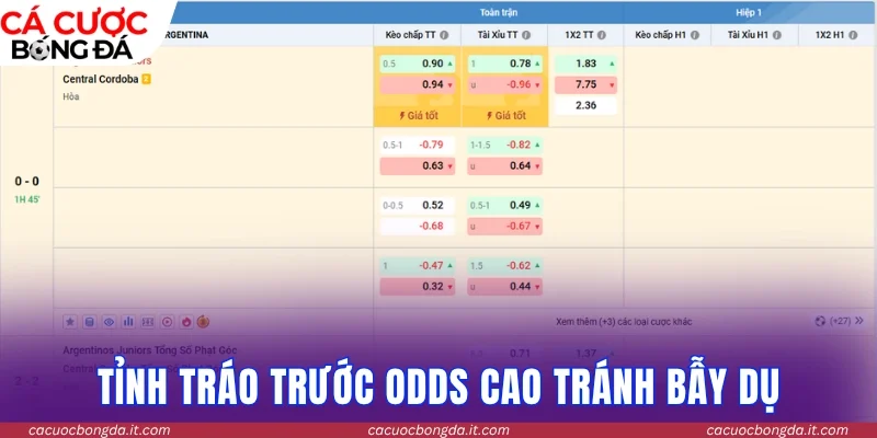Tỉnh táo trước odds cao tránh bẫy dụ
